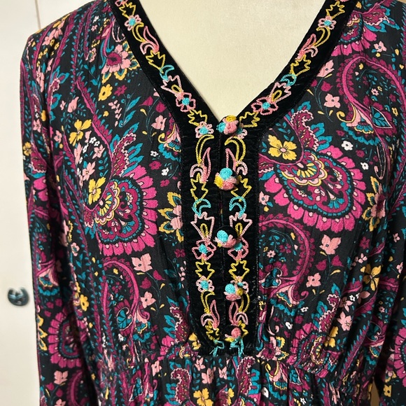 Soft Surroundings Vibrant Paisley Long Sleeve Dress - Picture 2 of 4